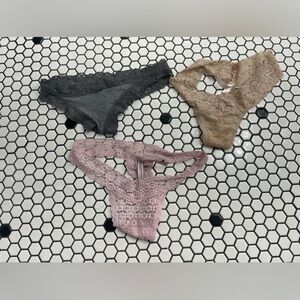 PINK Victoria's Secret Lace Panty  and aerie thong set of 3 size small